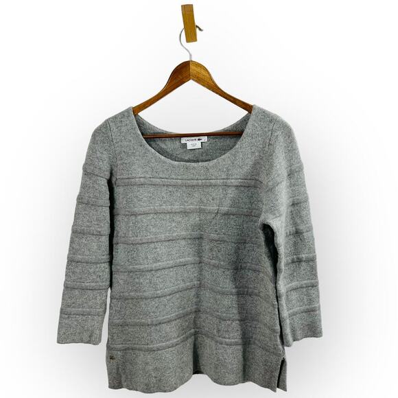 Lacoste Womens Wool Cashmere Pullover Sweater Gray Size Small - Picture 2 of 11